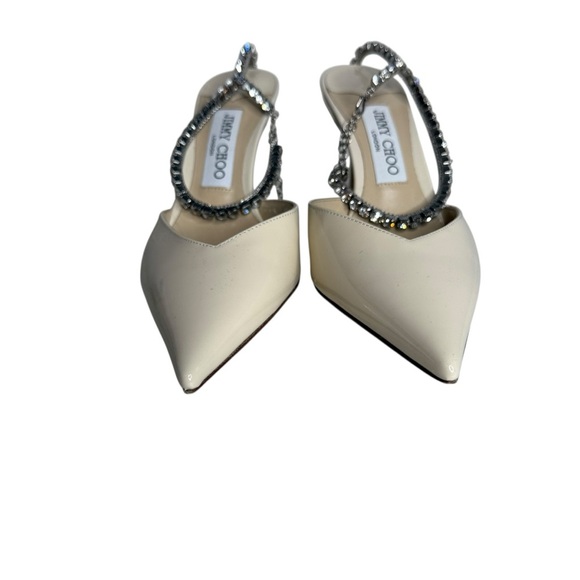 Jimmy Choo Saeda 85 Patent Pumps in Linen size 38.5/8.5 - Picture 6 of 8